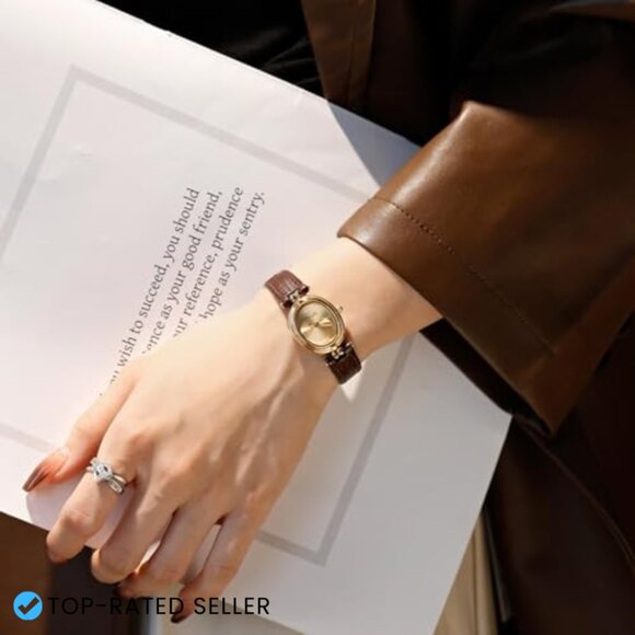 Vintage Oval Watch Minimalist Elegant Casual Ladies Wrist Watch Leather Band main image 6